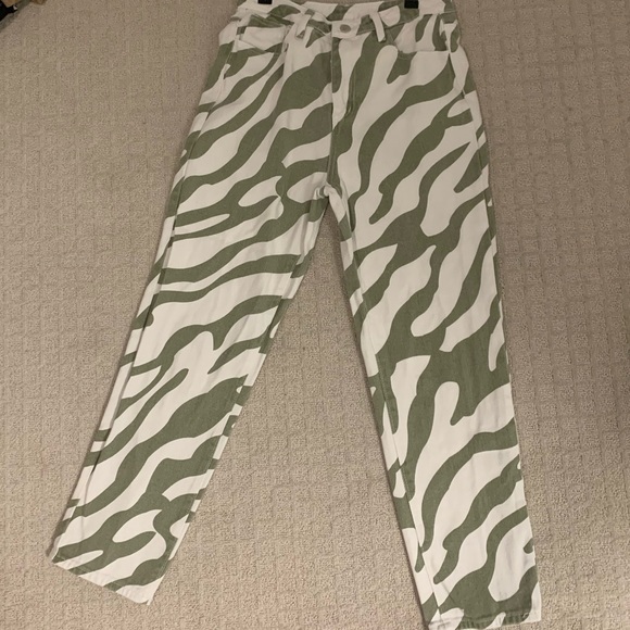 SHEIN Jeans Light Greenwhite Zebra Print Jeans Poshmark